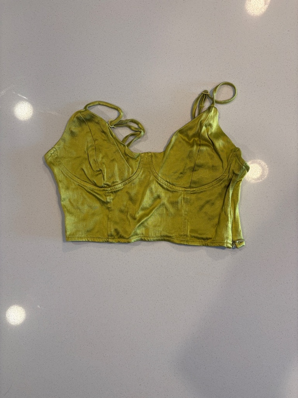 Zara Satin Bralette Crop Top in Chartreuse